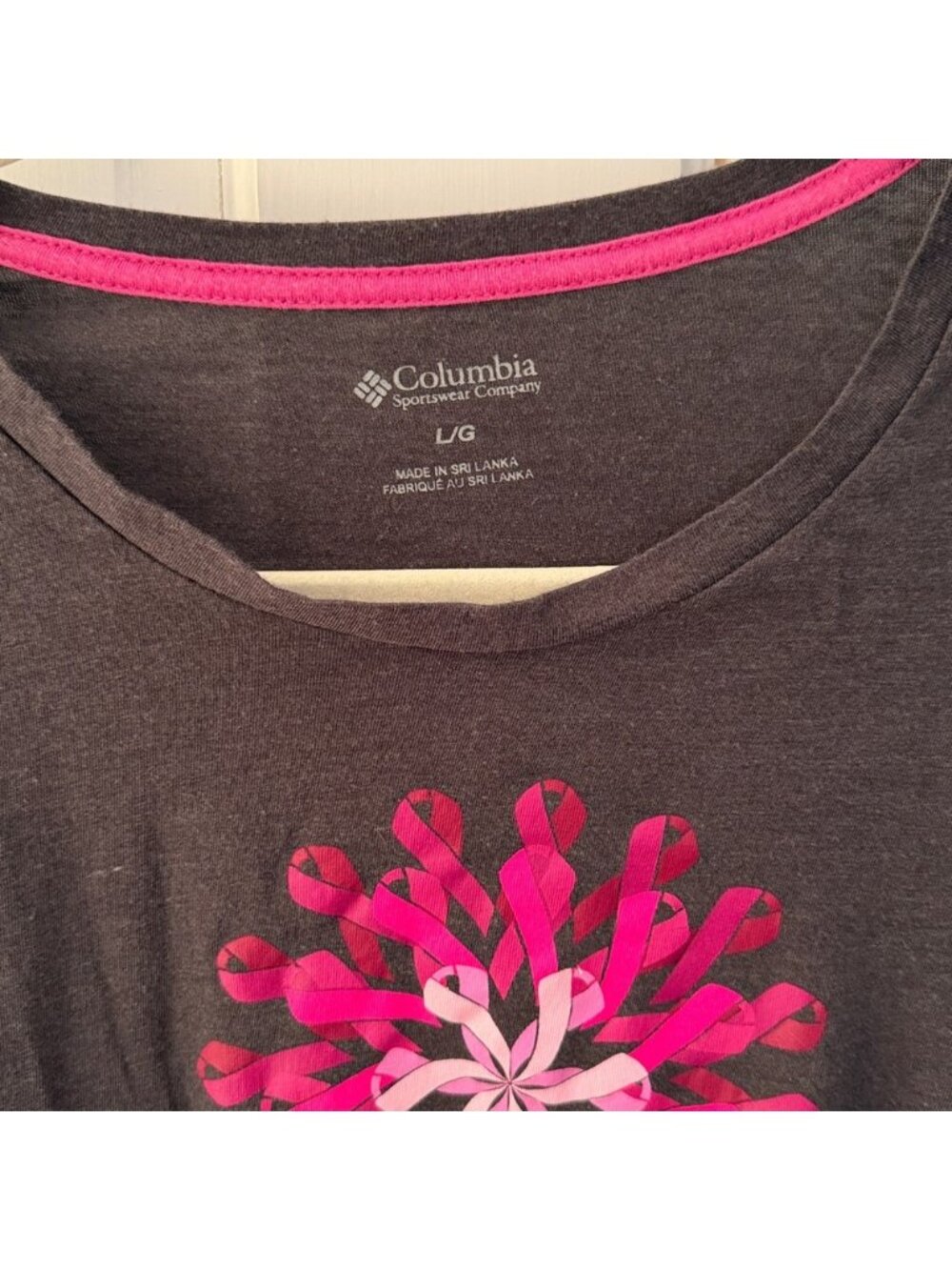 Women's Charcoal Long-Sleeve Tee, Fighting Breast Cancer Ribbons - Picture 2 of 5